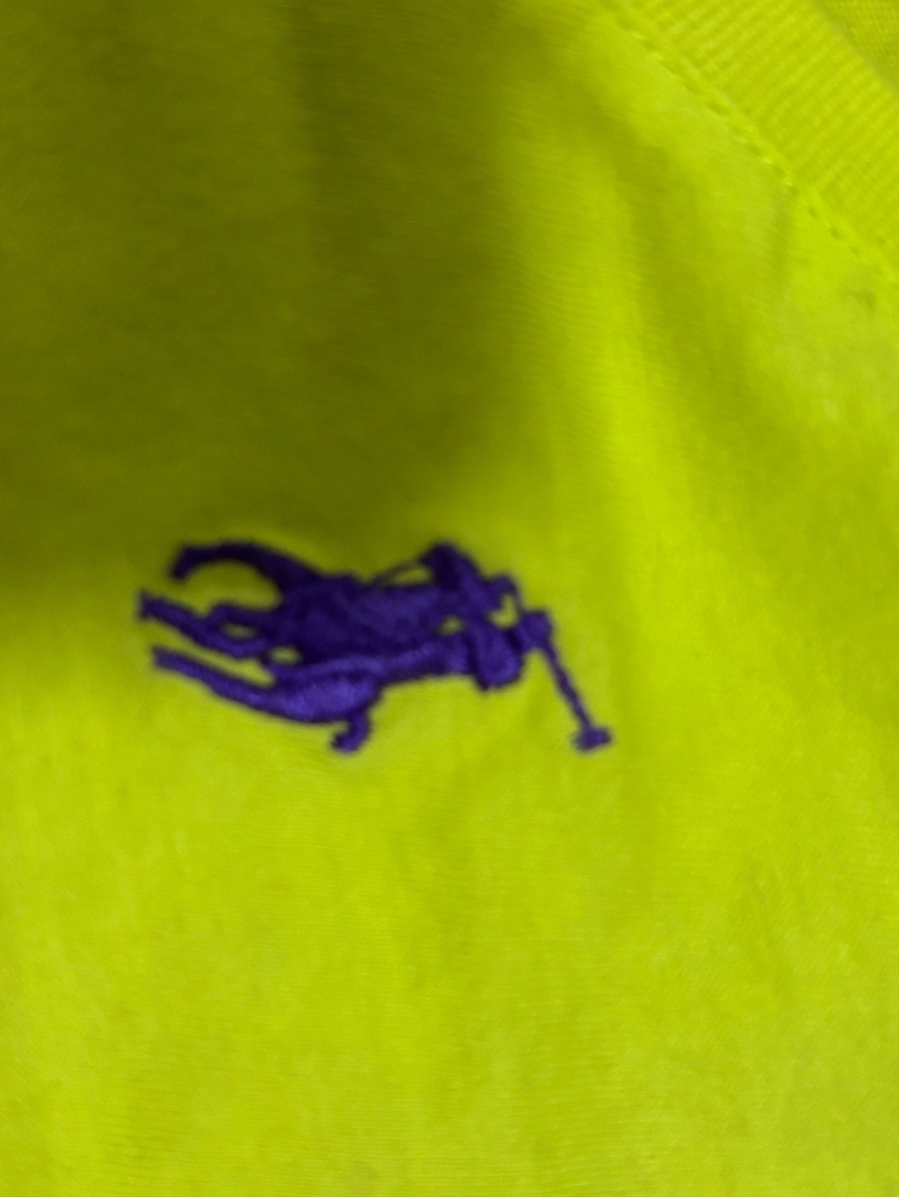 Polo by Ralph Lauren Neon Yellow Crewneck Sweater with Purple Pony